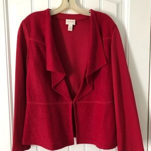 Chico’s red knit/sweater blazer, size 1.